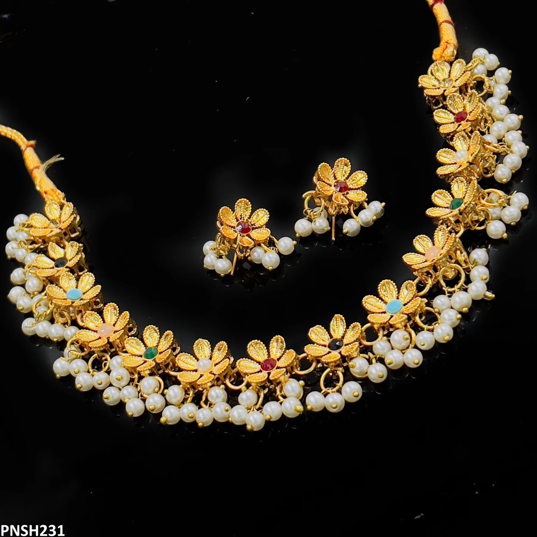 Golden Flower Necklace Set